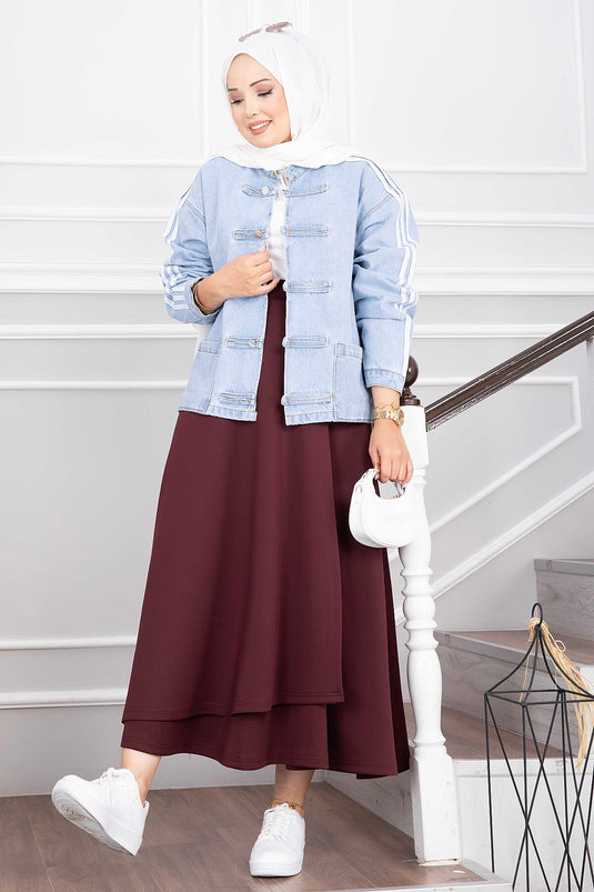 Giacca Di Jeans Vintage Con Bottoni E Tasche Per L'inverno