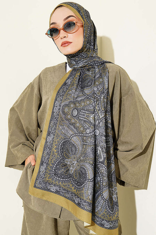 Vintage Muster Schal In Henna-Grün