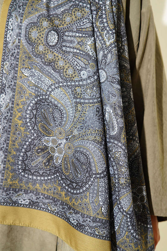 Vintage Muster Schal In Henna-Grün