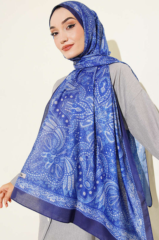 Écharpe À Motifs Vintage Bleu Marine