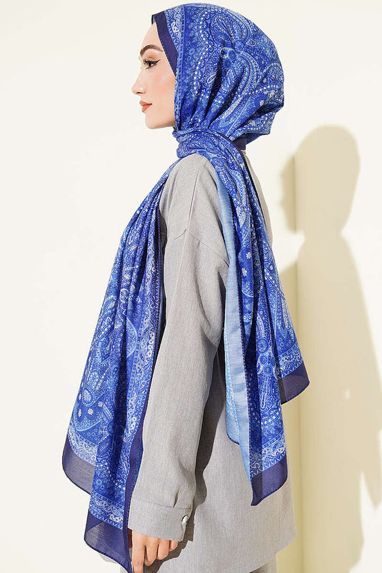 Écharpe À Motifs Vintage Bleu Marine
