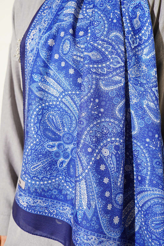Écharpe À Motifs Vintage Bleu Marine