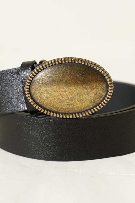 Ceinture ovale à boucle ancienne patinée noire