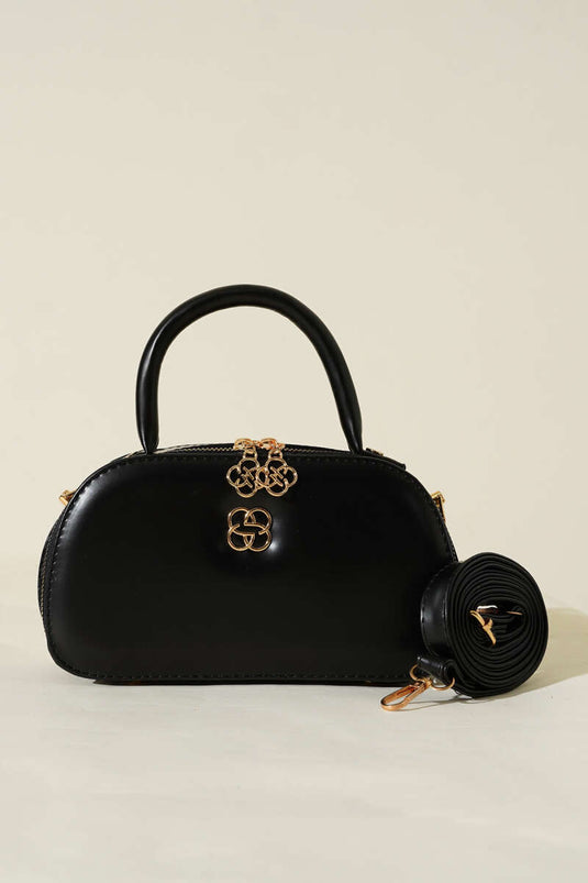 Sac ovale à double fermeture éclair noir