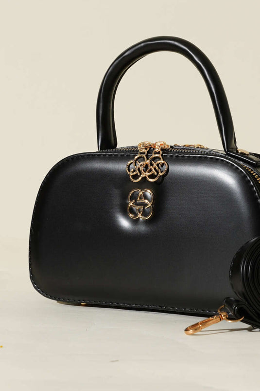 Sac ovale à double fermeture éclair noir