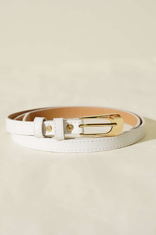 Ceinture fine blanche ovale rectangulaire à boucle