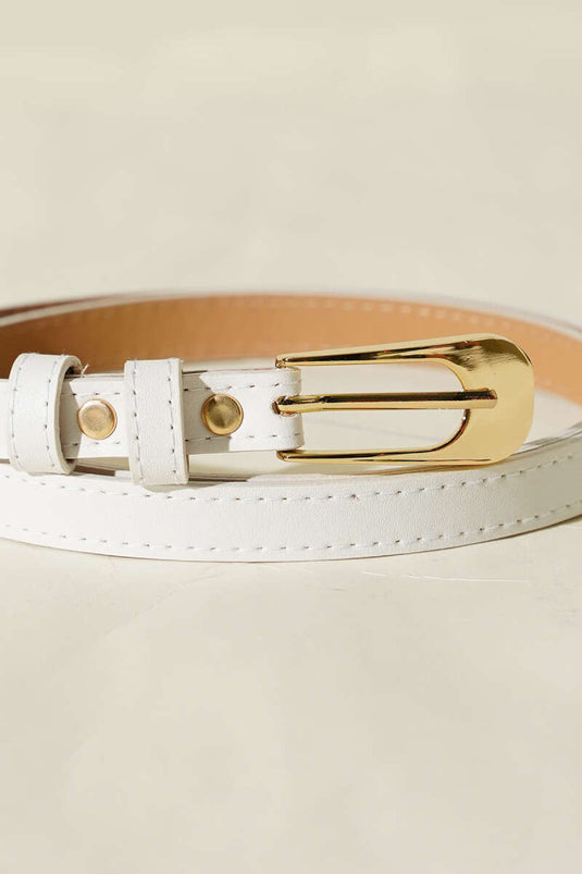 Ceinture fine blanche ovale rectangulaire à boucle
