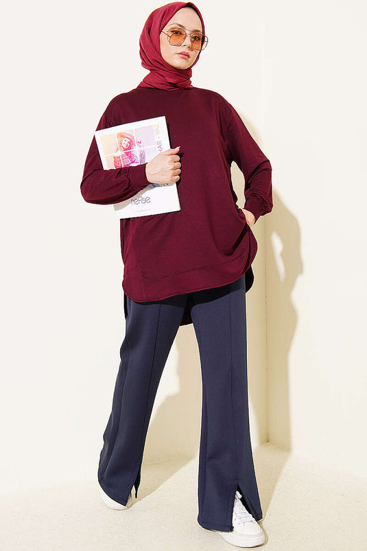 Oval Stitching Loyşa Tunic Plum