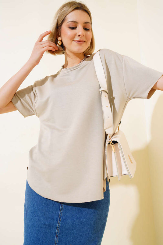 T-shirt ovale Kesim Bej