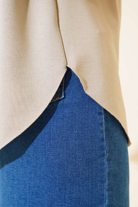 T-shirt ovale Kesim Bej