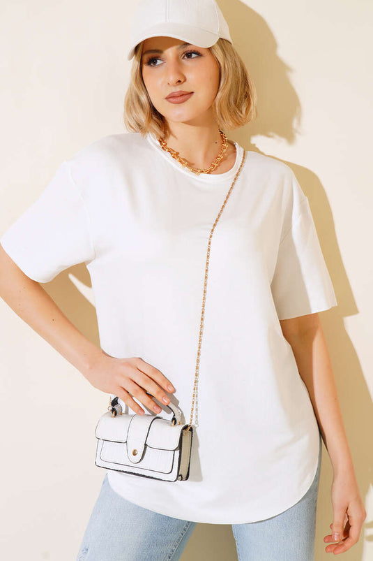 Oval Cut T-shirt Ecru