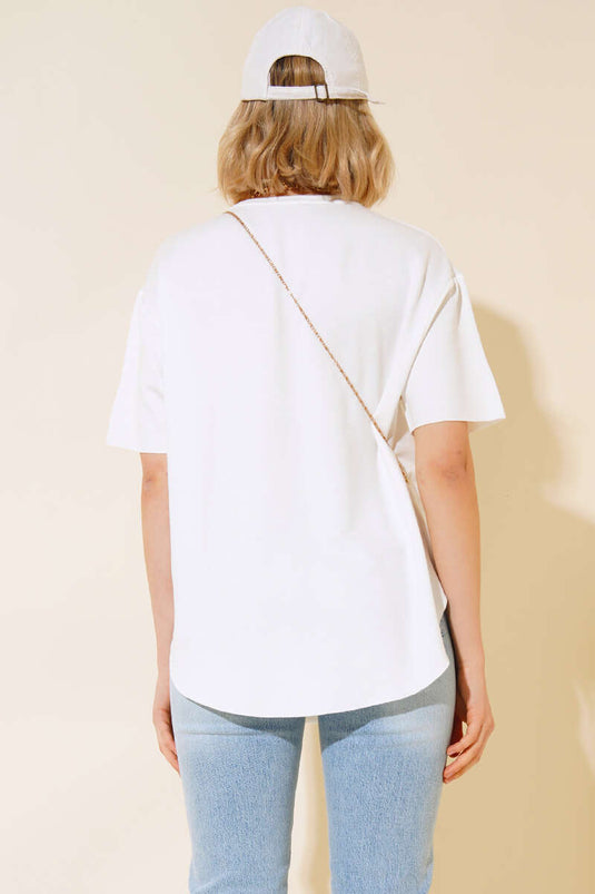 Oval Cut T-shirt Ecru