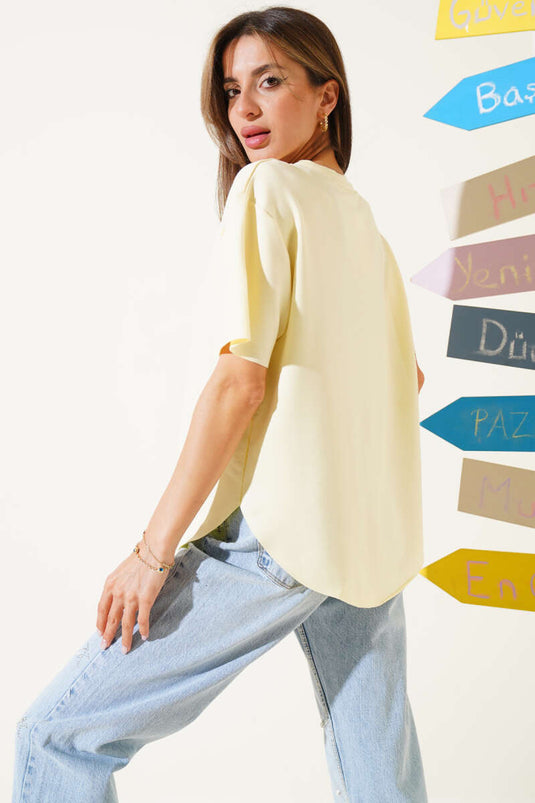 Oval Cut T-shirt Yellow