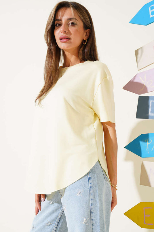 Oval Cut T-shirt Yellow