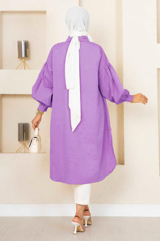 Tunique hijab à coupe ovale violette