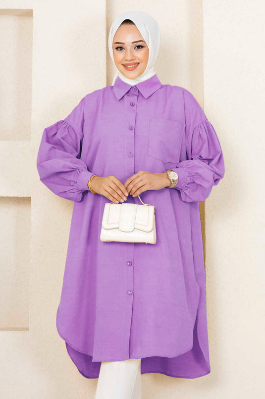 Tunique hijab à coupe ovale violette
