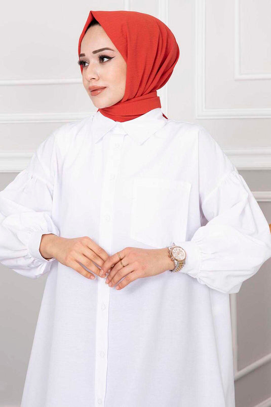 Tunique Chemise Hijab Coupe Ovale Ecru