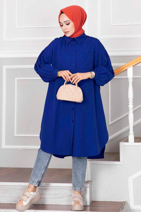 Tunique chemise hijab coupe ovale Saxe