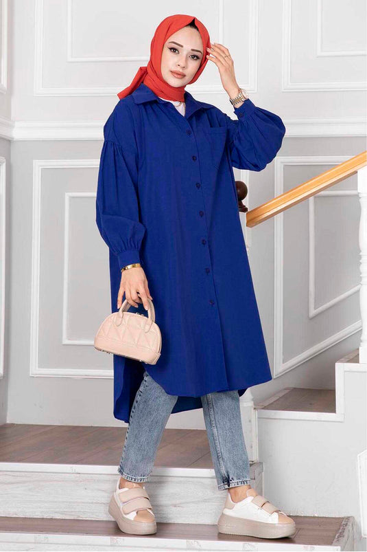 Tunique chemise hijab coupe ovale Saxe