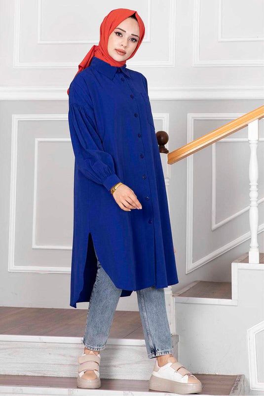 Tunique chemise hijab coupe ovale Saxe