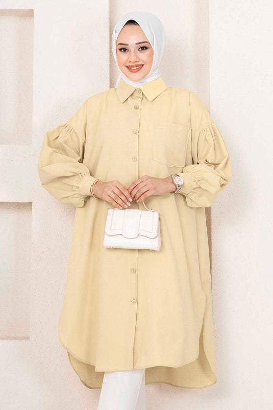 Tunique Hijab Jaune Coupe Ovale