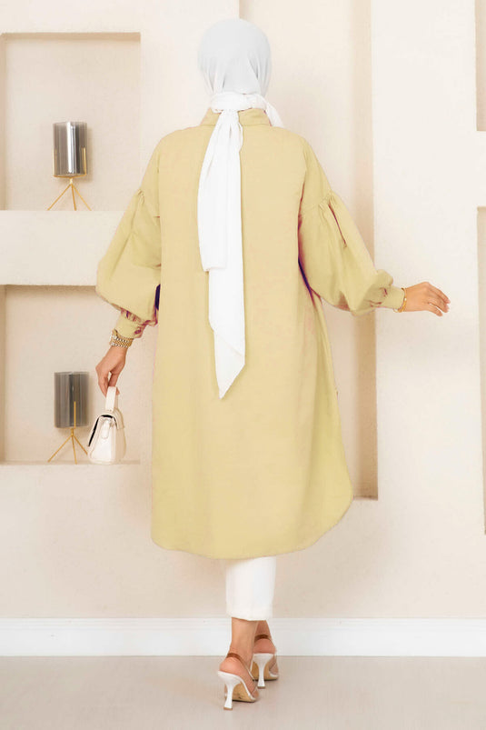 Tunique Hijab Jaune Coupe Ovale