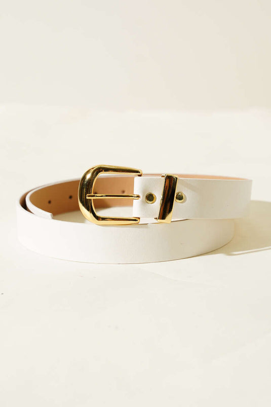 Ceinture blanche à boucle carrée ovale en métal