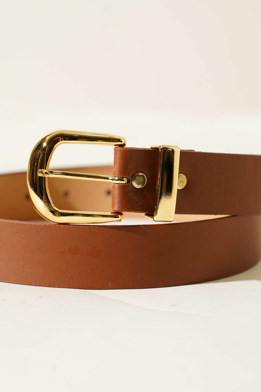 Oval Metal Kare Tokalı Kemer Taba