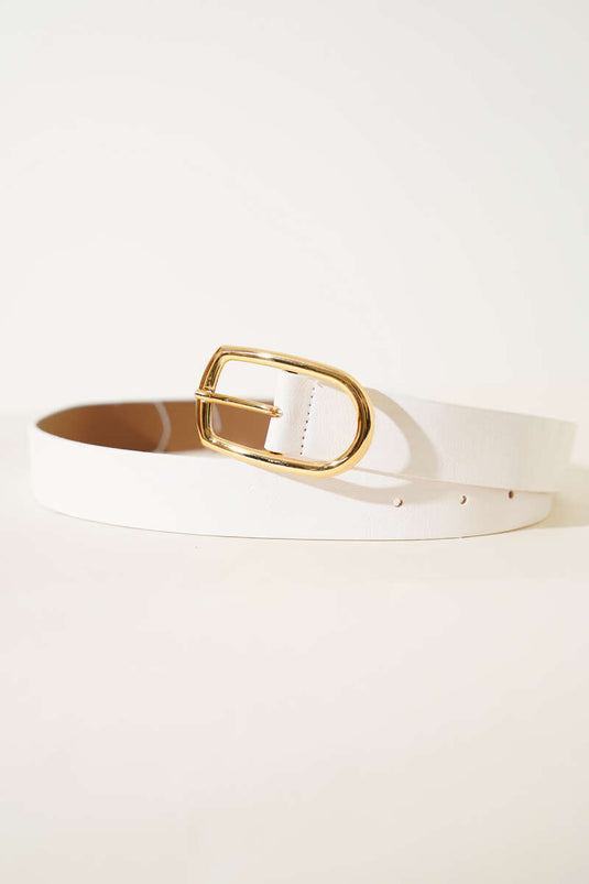 Ceinture Blanche À Boucle Métal Ovale