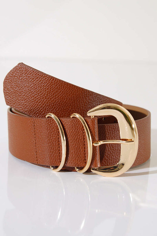 Oval Buckle Belt Tan