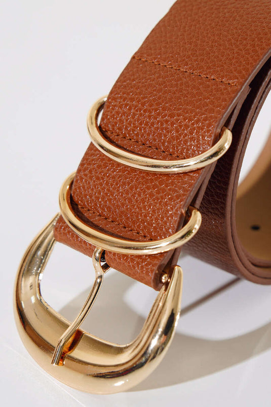 Oval Buckle Belt Tan