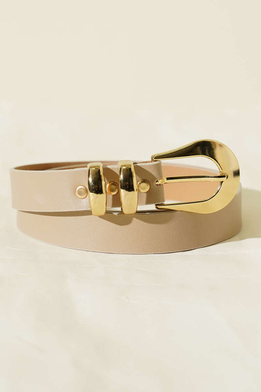 Ceinture ovale à double pont avec boucle beige