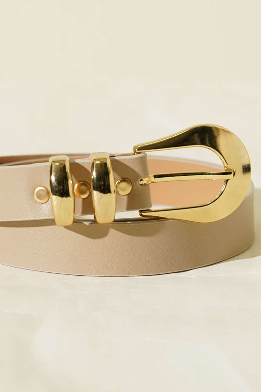 Ceinture ovale à double pont avec boucle beige