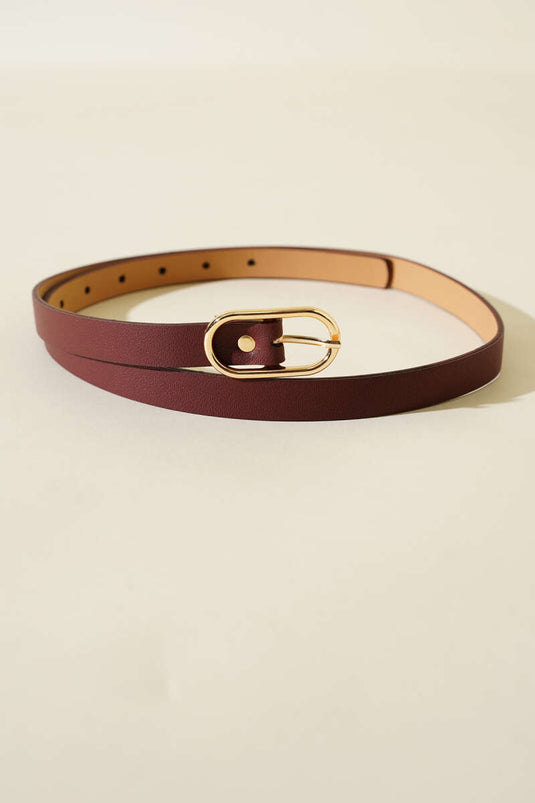 Ceinture fine à boucle ovale bordeaux
