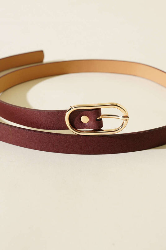 Ceinture fine à boucle ovale bordeaux