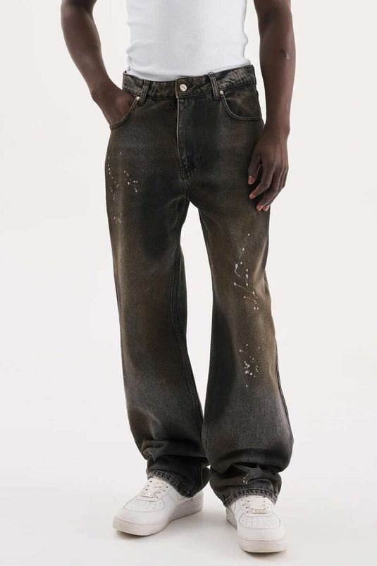 Oversized Balloon Denim Men's Trousers Brown