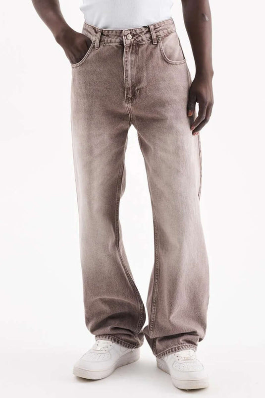 Jean ample surdimensionné pantalon homme marron clair