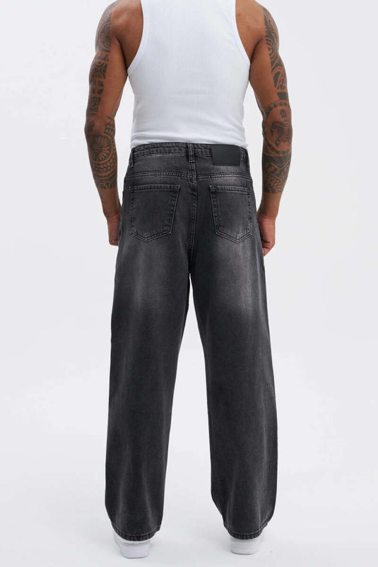 Jean ample surdimensionné pour homme, couleur fumée