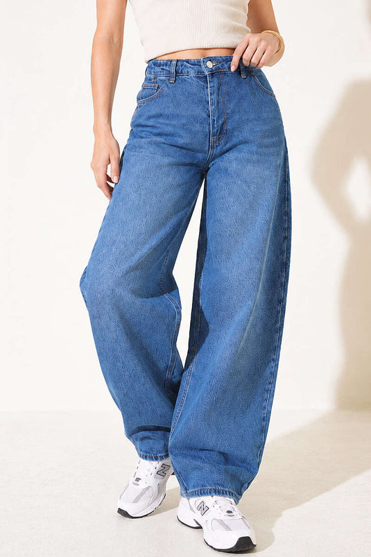 Oversize Baggy Kot Pantolon Mavi