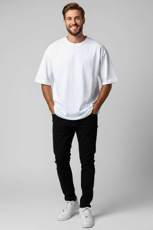 Oversize Basic Men's T-shirt, Ecru