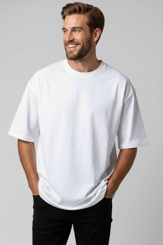 Oversize Basic Men's T-shirt, Ecru
