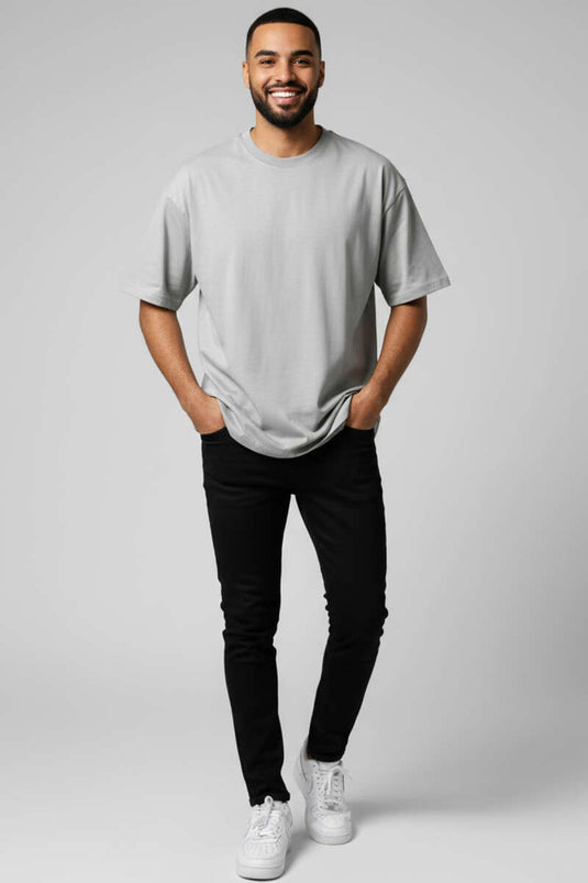 T-shirt basique oversize pour homme gris