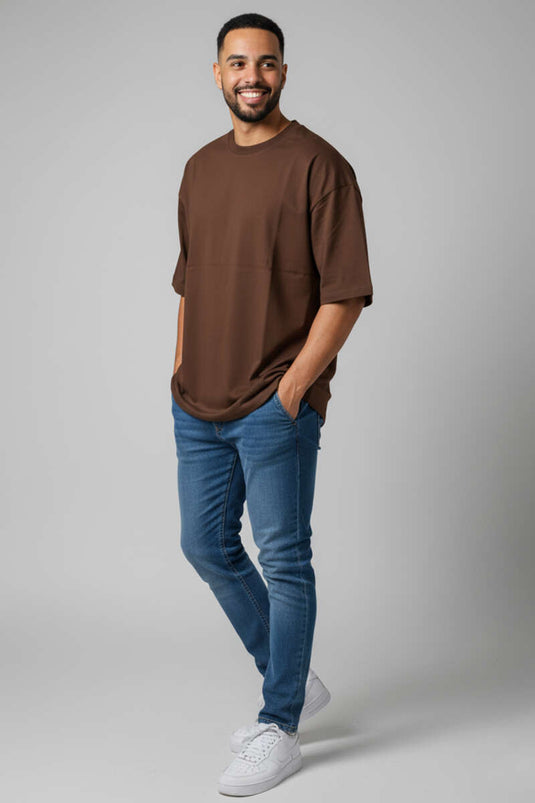Oversize Basic Men's T-shirt, Brown