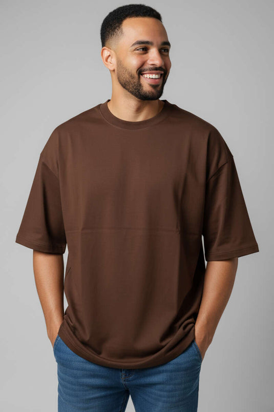 Oversize Basic Men's T-shirt, Brown