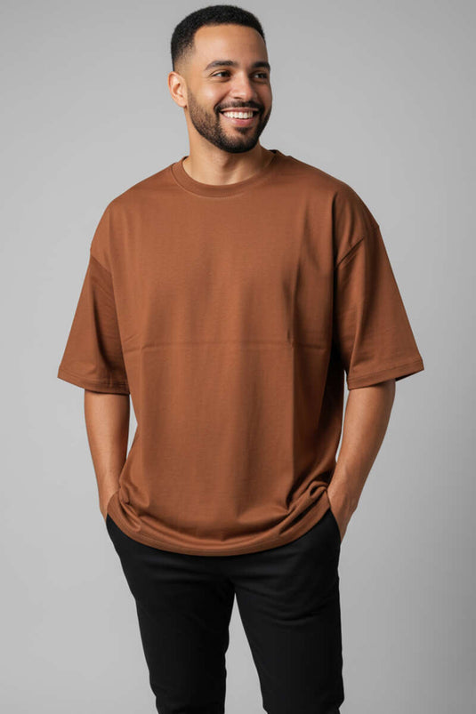 Oversize Basic Men's T-shirt, Terracotta
