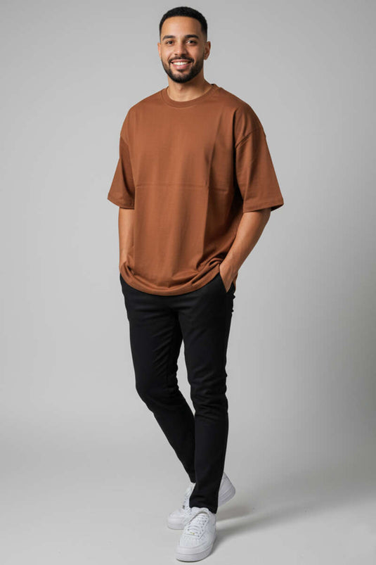 Oversize Basic Men's T-shirt, Terracotta