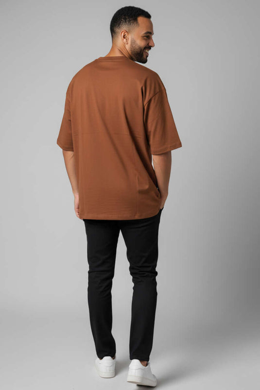 Oversize Basic Men's T-shirt, Terracotta