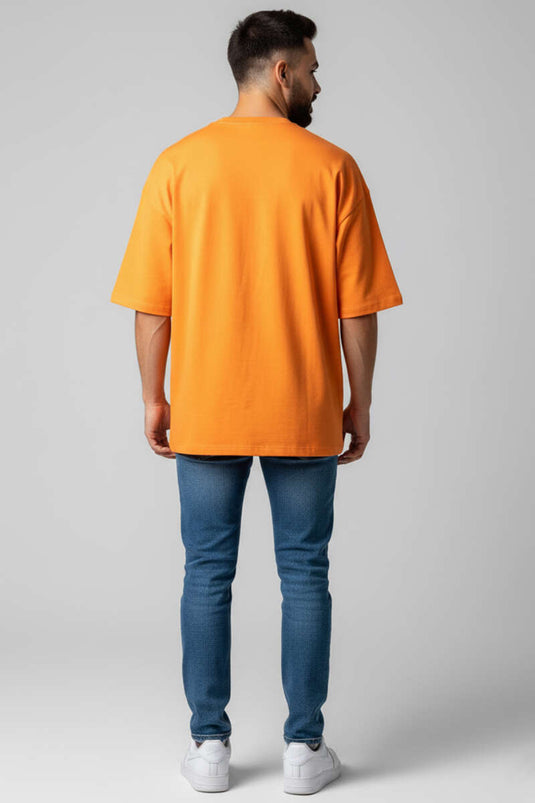 Oversize Basic Erkek Tshirt Oranj