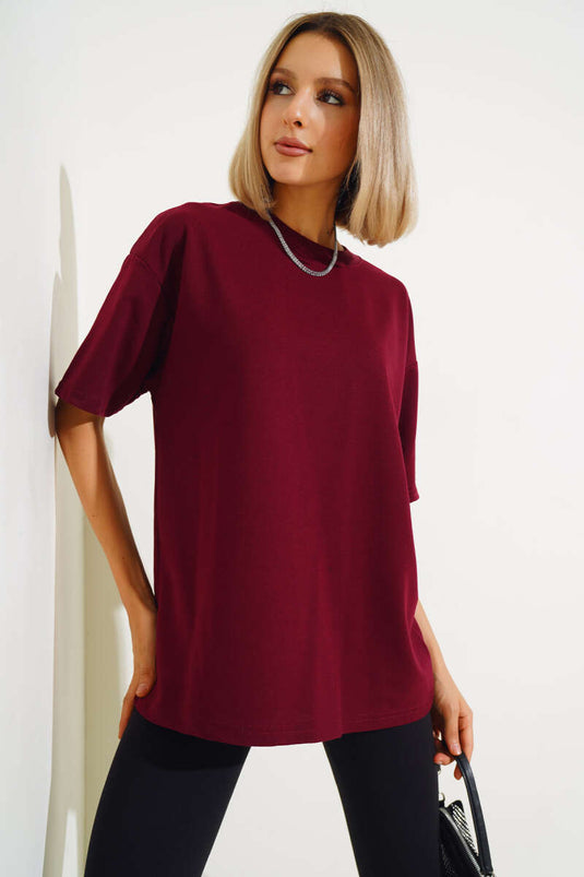 T-shirt basique oversize bordeaux