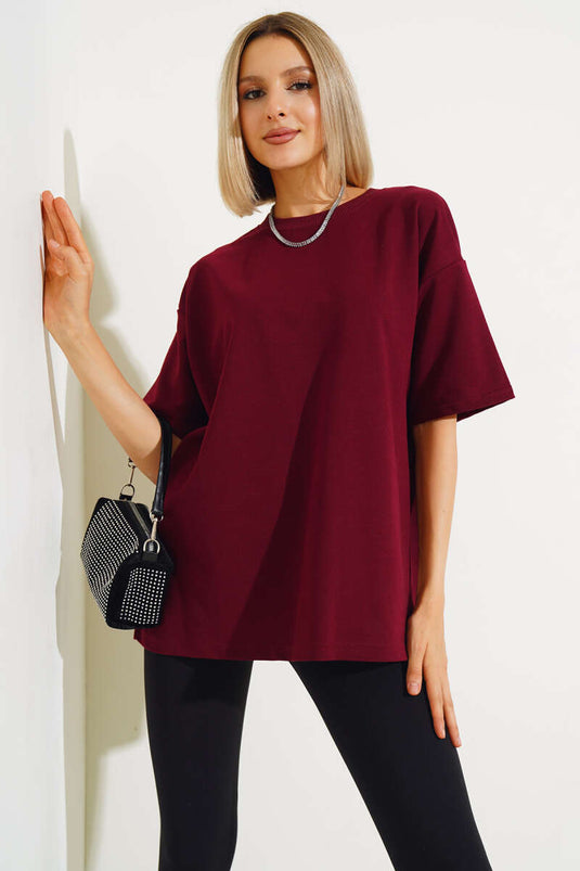 Oversized Basic Burgundy T-shirt